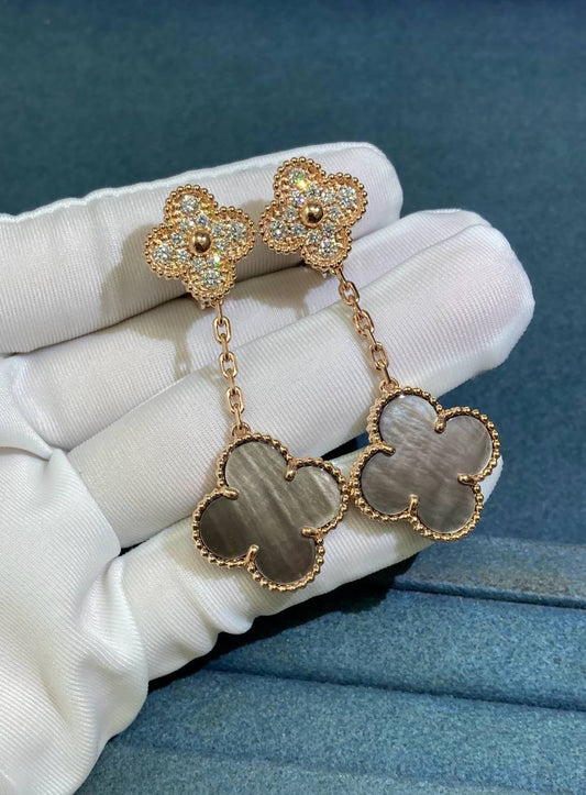 VC grey Mother-of-Pearl earrings with diamonds