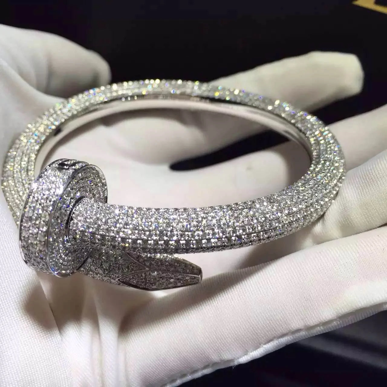 Nail full pave diamond bracelet, Large model
