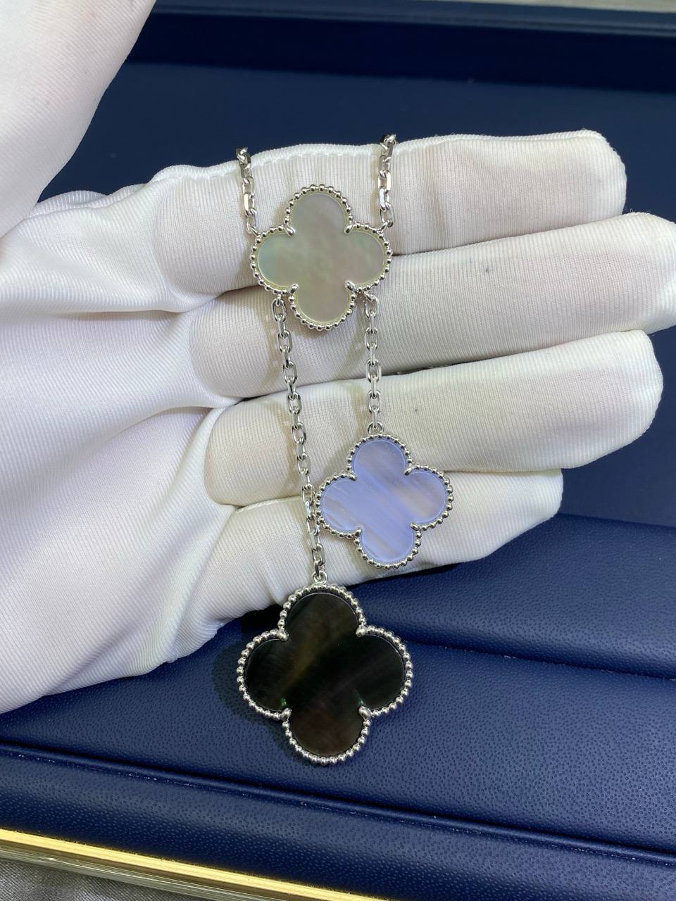 VC Chalcedony MOP 6 motif necklace