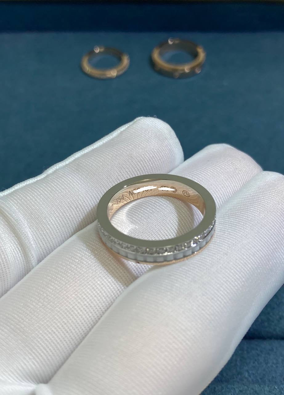 BCHRN half-pave diamond ring with ceramic, Wedding band