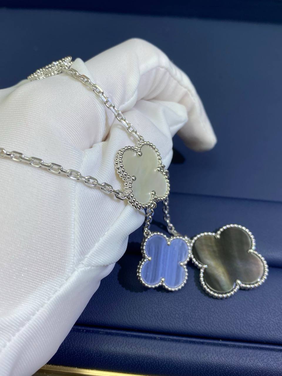 VC Chalcedony MOP 6 motif necklace