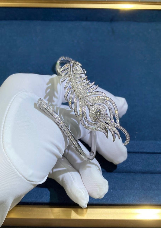 BCHRN feather full pave diamond bracelet