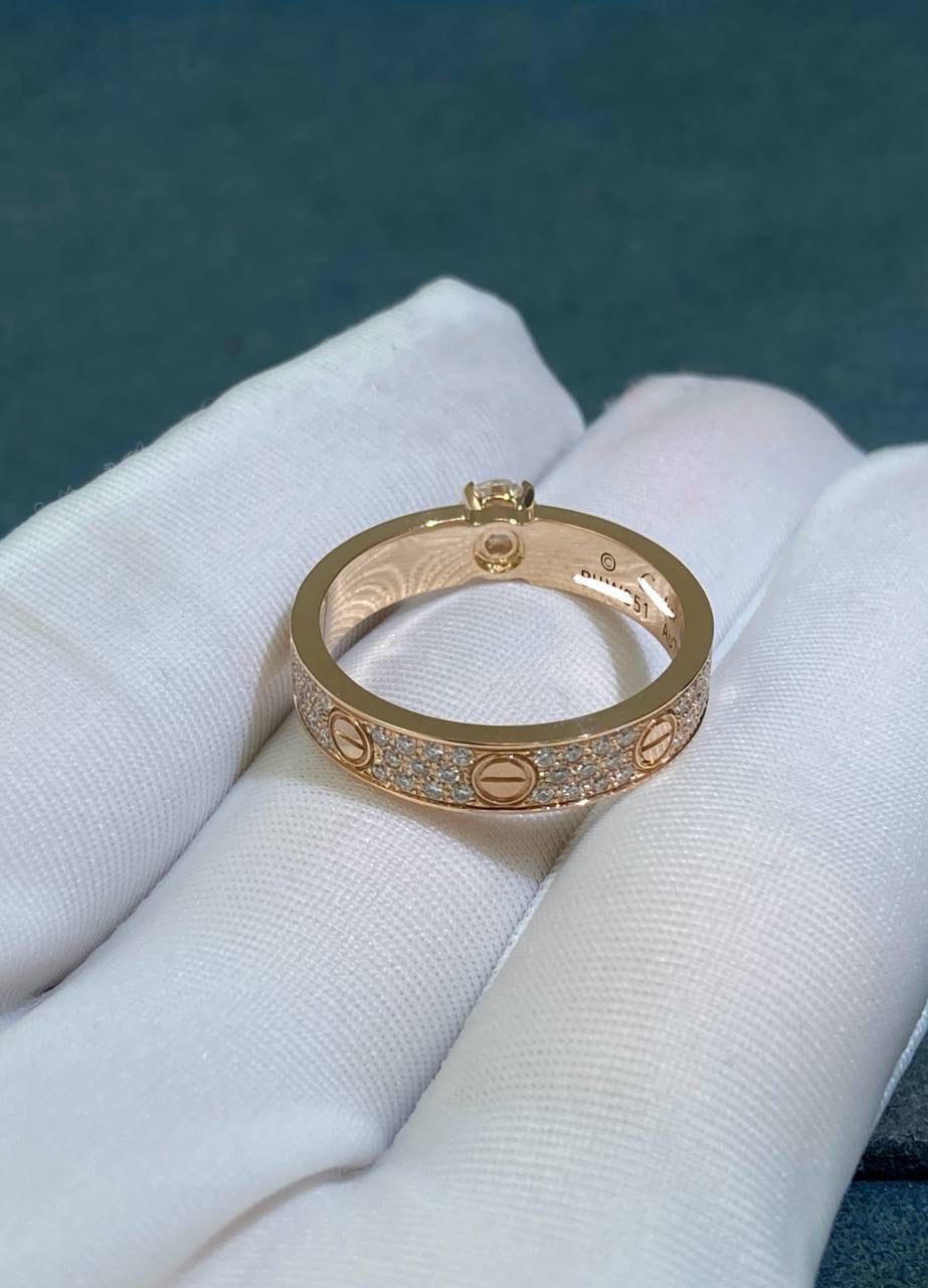 Love solitaire full pave diamond ring