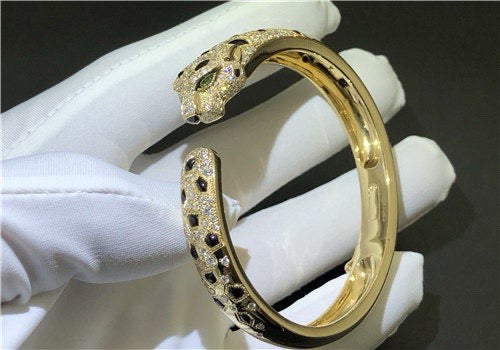 Panther half-pave diamond bracelet, Medium model