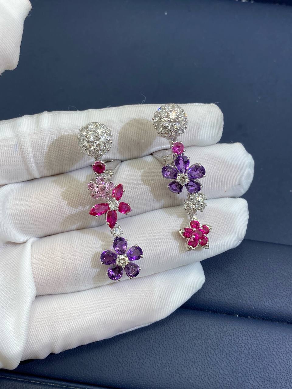 VC high jewellery earrings with sapphires and diamonds