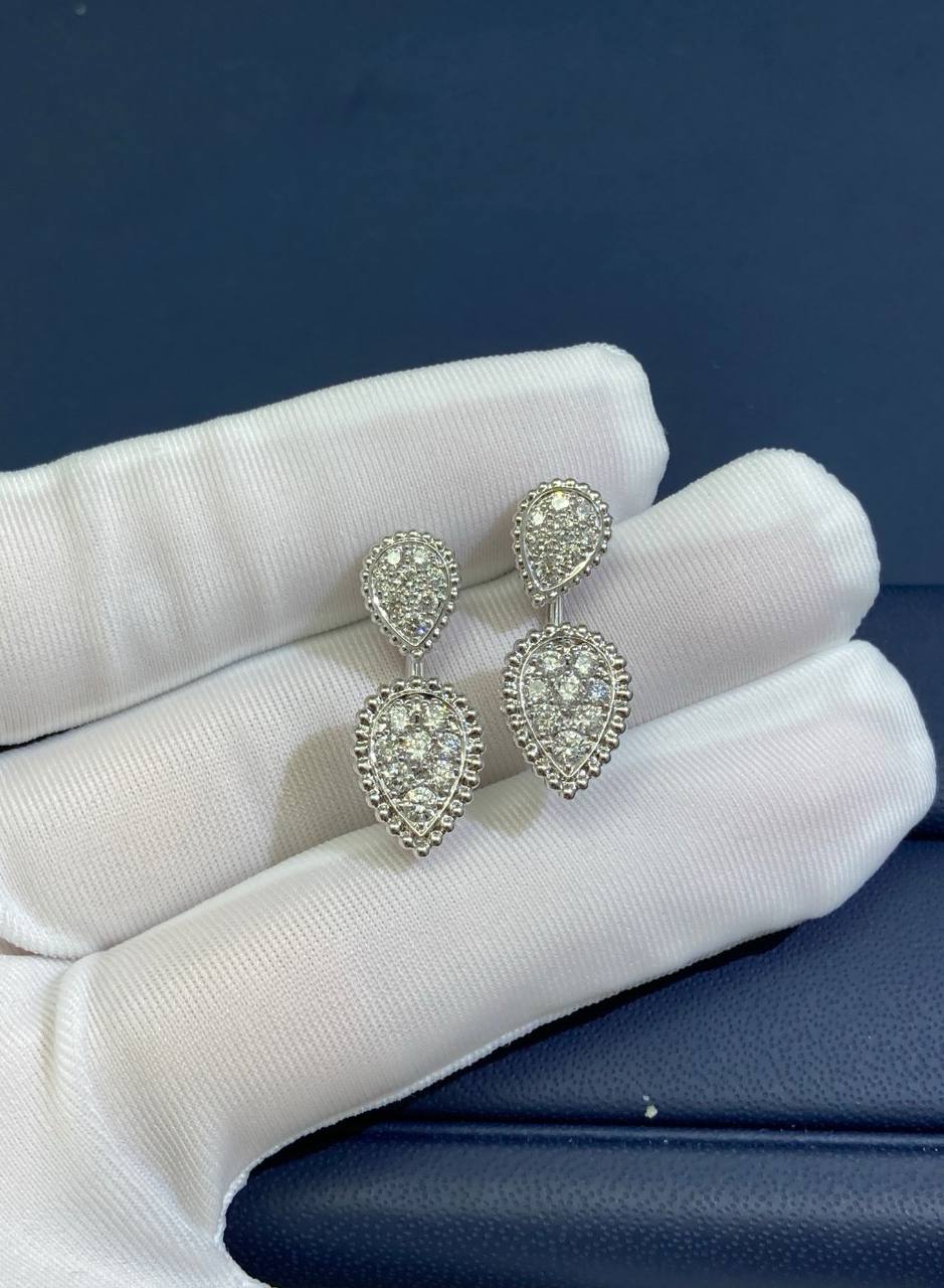 BCHRN full pave diamond earrings, detachable XS/S model