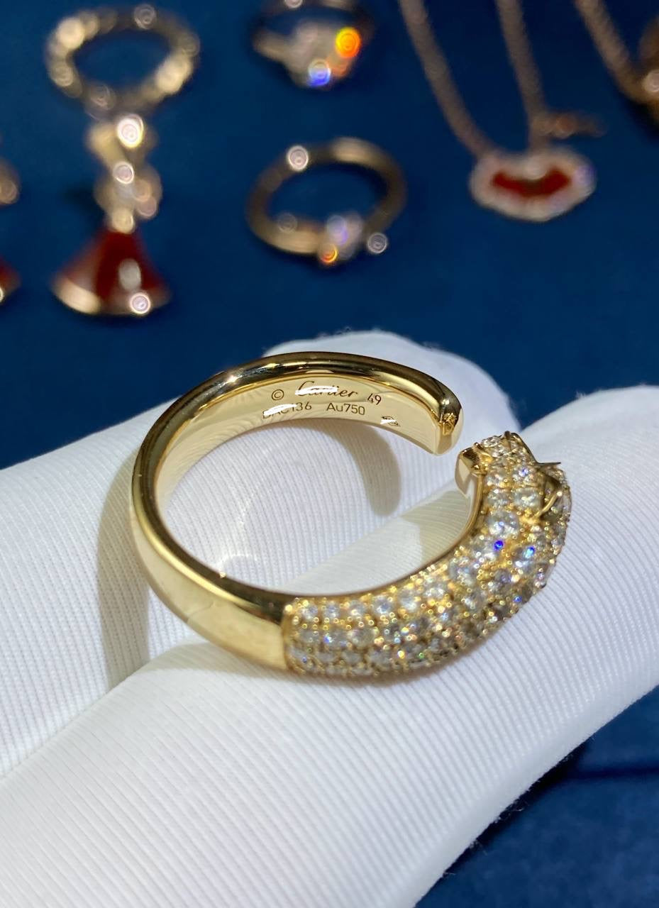 Panther half-pave diamond ring, Small model