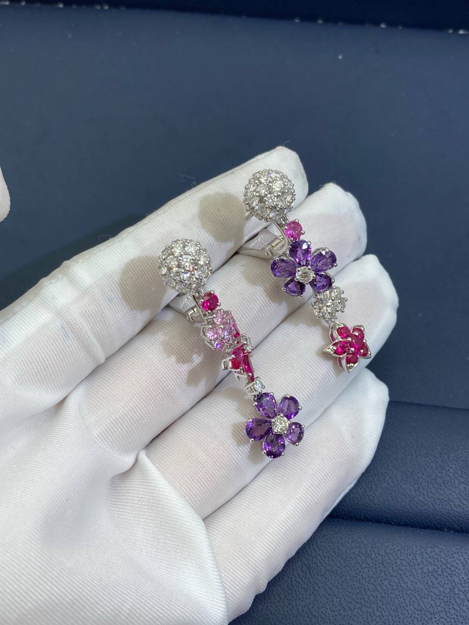 VC high jewellery earrings with sapphires and diamonds