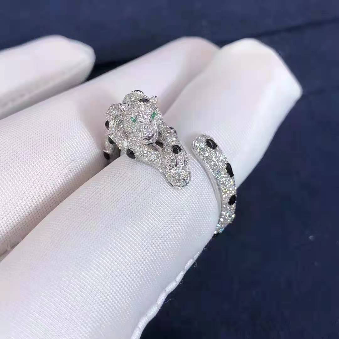 Panther full pave diamond ring