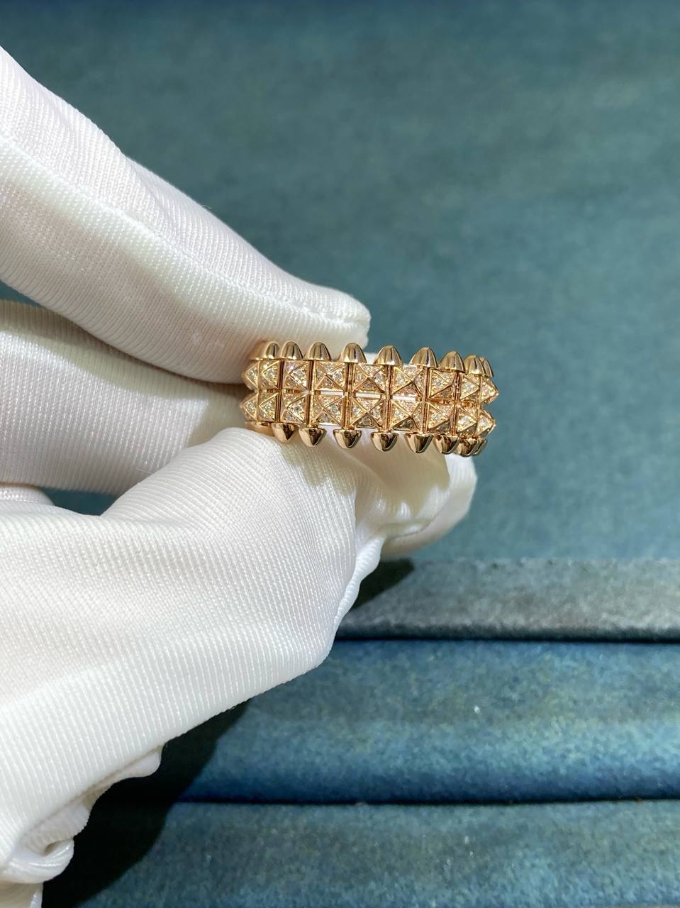 Clash double-row ring with diamonds