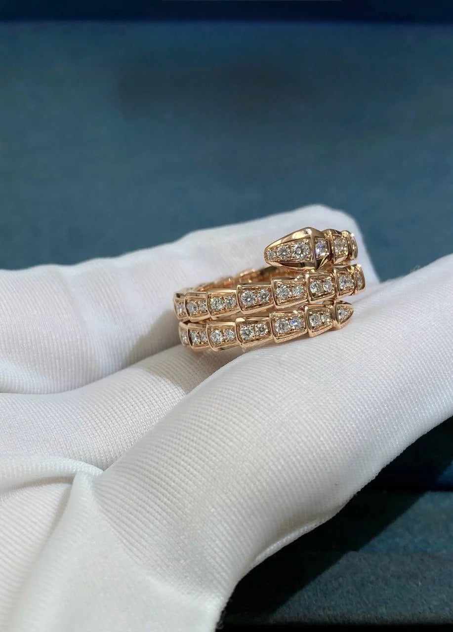 Serpenti double row full pave diamond ring
