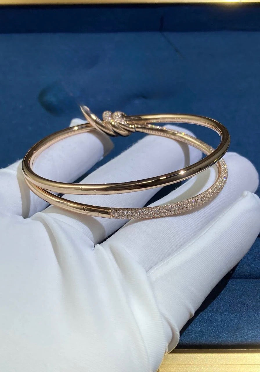 TC double row bracelet with half-pave diamonds