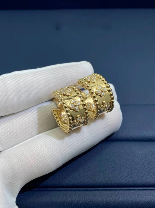 VC floral hoop earrings with diamonds