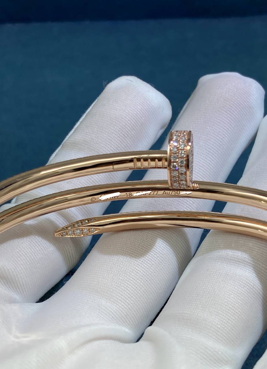 Nail double row full pave diamond bracelet