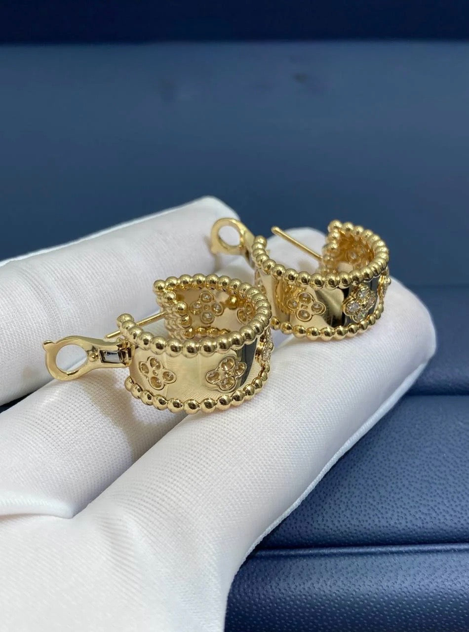 VC floral hoop earrings with diamonds