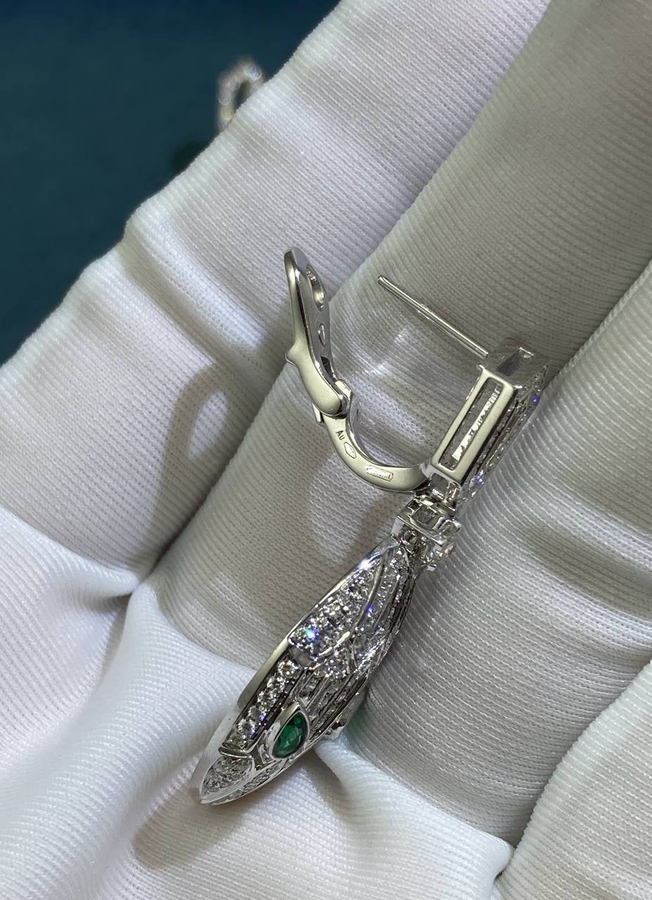 Serpenti full pave diamond earrings with emeralds