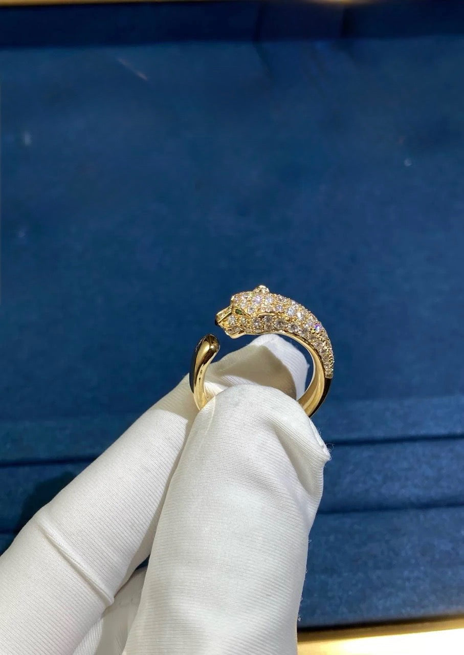Panther half-pave diamond ring, Small model