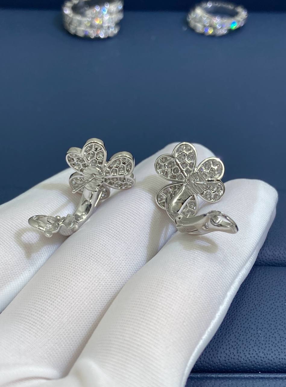 VC Floral full pave diamond earrings, Small model