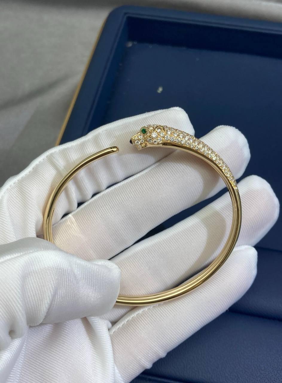 Panther half pave diamond bracelet