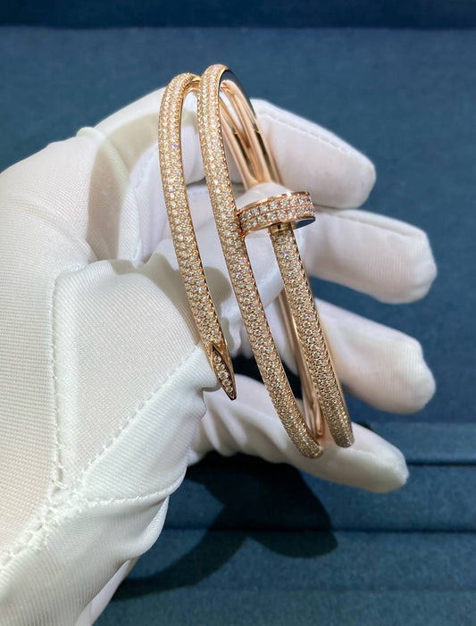 Nail double row full pave diamond bracelet