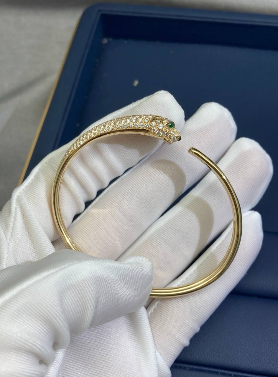 Panther half pave diamond bracelet