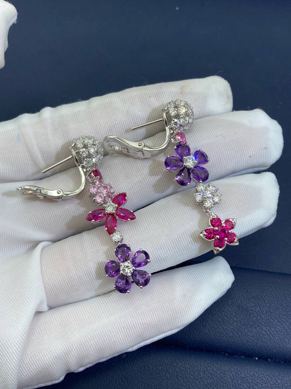 VC high jewellery earrings with sapphires and diamonds
