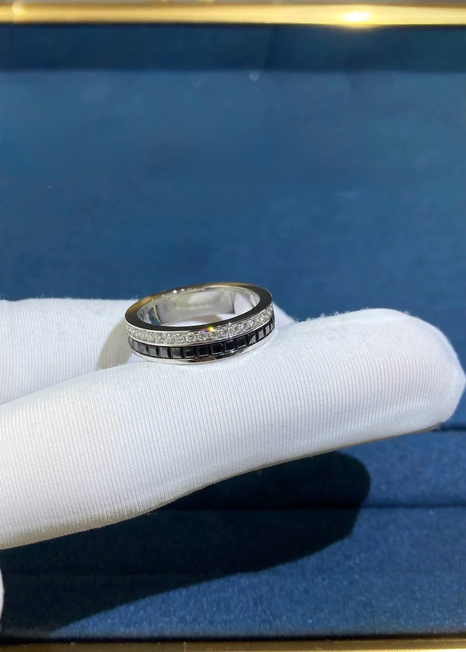 BCHRN half-pave diamond ring with black PVD, Wedding band