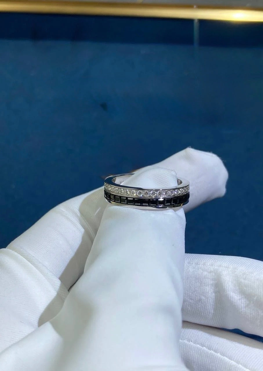 BCHRN half-pave diamond ring with black PVD, Wedding band