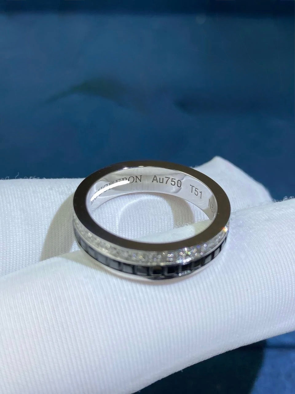 BCHRN half-pave diamond ring with black PVD, Wedding band