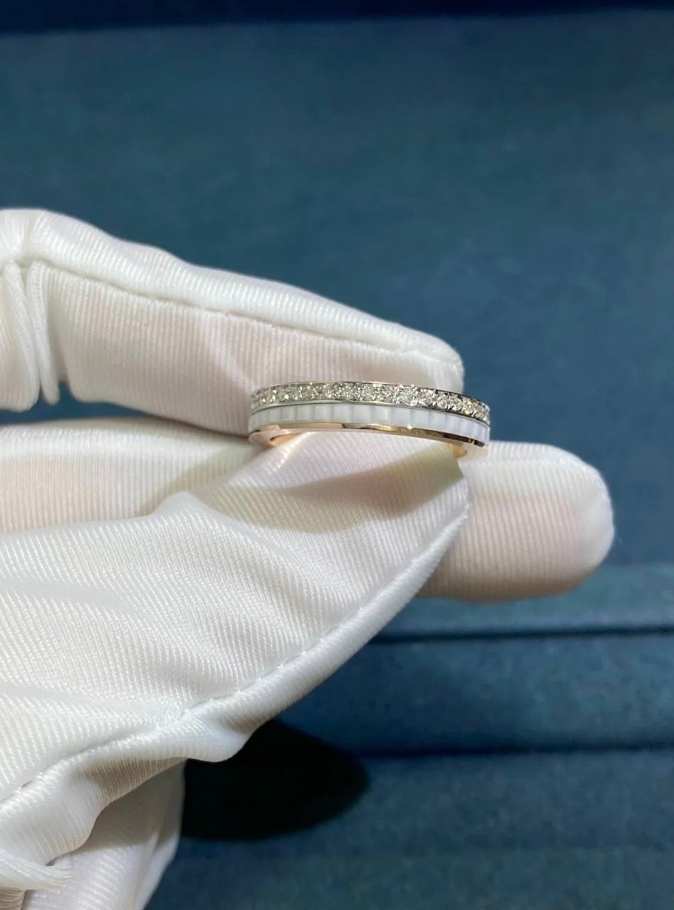 BCHRN half-pave diamond ring with ceramic, Wedding band